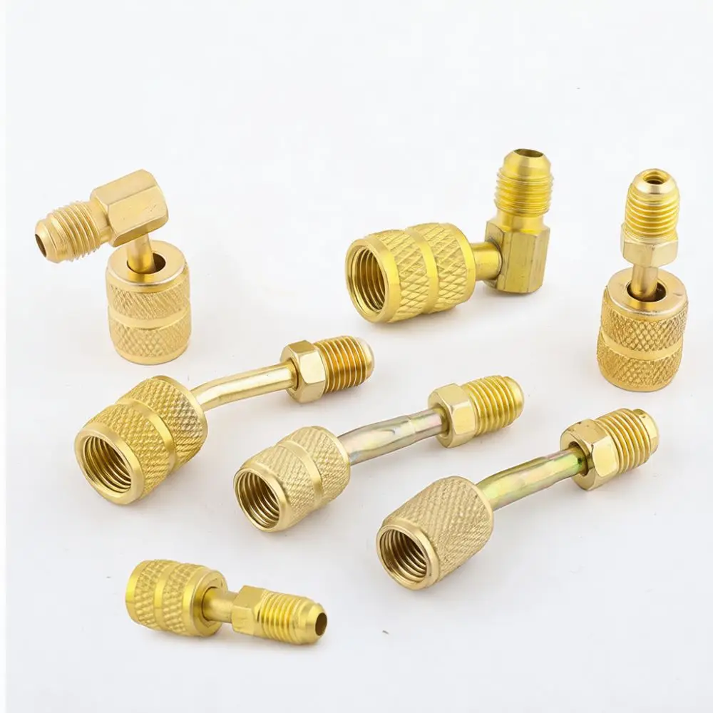 R410A Refrigerant Adapter HVAC Charging Hose Connector Copper Conversion Fitting For Air Conditioning Repair Maintenance