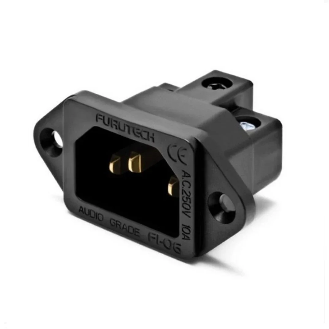 4PCS AC FI-06(G) IEC Inlet 3 Pin Socket AC Elecrtric Connector Pure Copper Gold Plated Audio DIY HIFI Ac Power Socket Connector