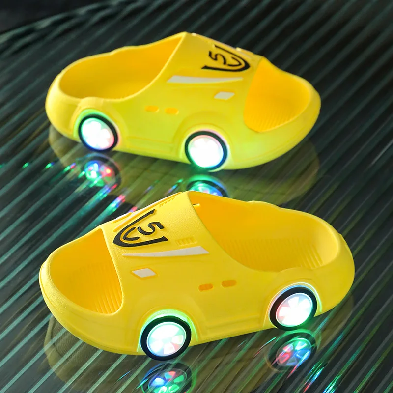 Summer Child LED Lights Slippers Boy Girl Luminous Shoes Baby Indoor Soft Bottom Slippers Home Parent-child Kid Casual Sandals