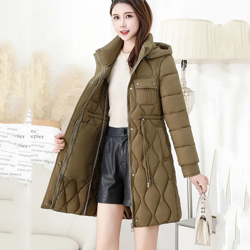 

New Women's Long Down Cotton Coat Autumn Winter Warm Parker Overcoat Thick Hooded Padded Jacket Female Casual Cotton Clothes 6XL