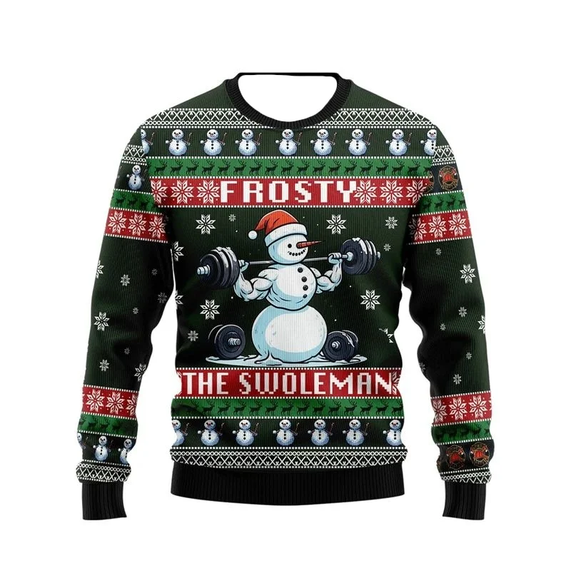 الرجال النساء عيد الميلاد البلوز ثلاثية الأبعاد عيد الميلاد ثلج سانتا مطبوعة القبيح عيد الميلاد سترة للجنسين البلوز عطلة حفلة البلوز القمم #2