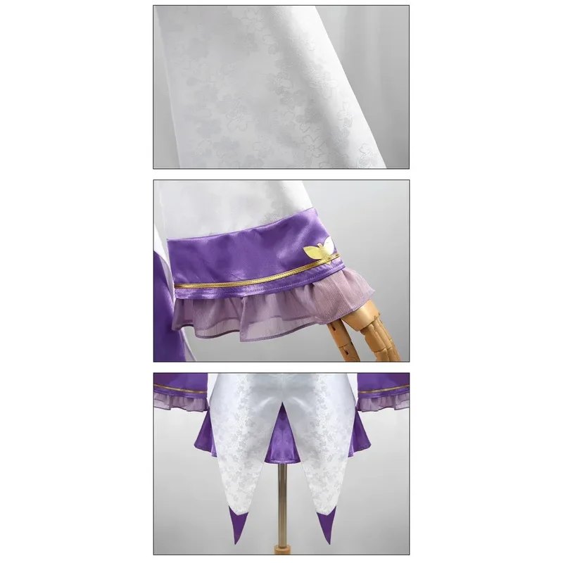 CyRe Zero Kara Hajimeru Isekai Seikatsu 에밀리아 코스프레 의상 할로윈 파티를위한 머리 장식이있는 여성 드레스