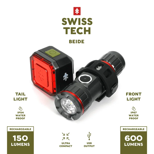 

Bike Rechargeable Front and Tail Light Combo, IP67 Water Proof, IP54 Weather Proof, 1.5in