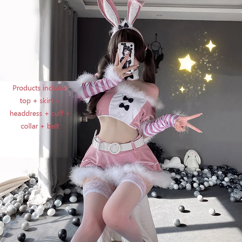 Halloween Bunny Cosplay Set Sexy Rok Kerst Maskerade Feest Vrouw Santa Uniform Sweet Lolita Luxe Vakantie Kostuum