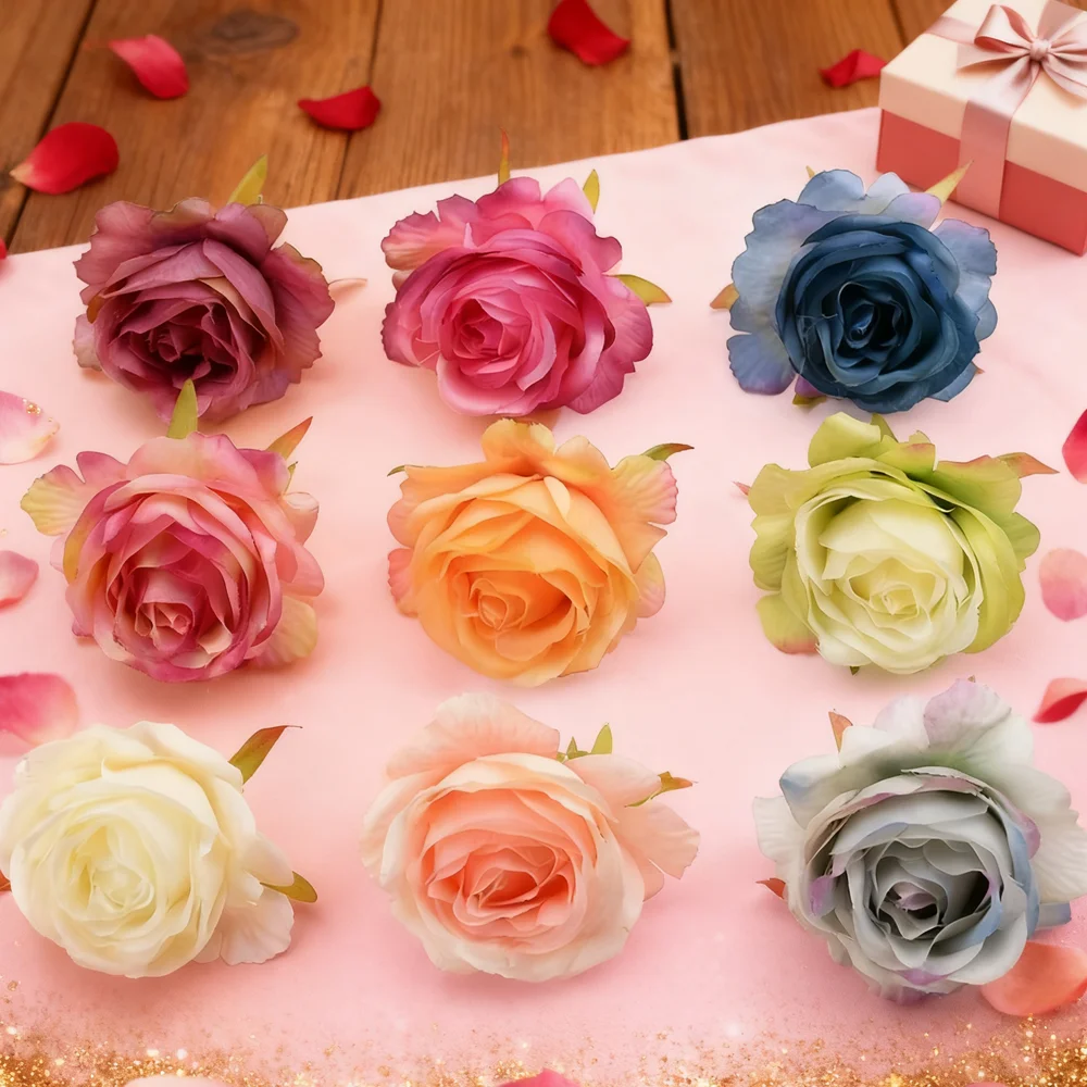 50 Stücke Künstliche Blumen Seidenrosen Köpfe Hause Hochzeit Dekorationen Valentinstag Girlande Palnts Wand Festival Diy Liefert Box