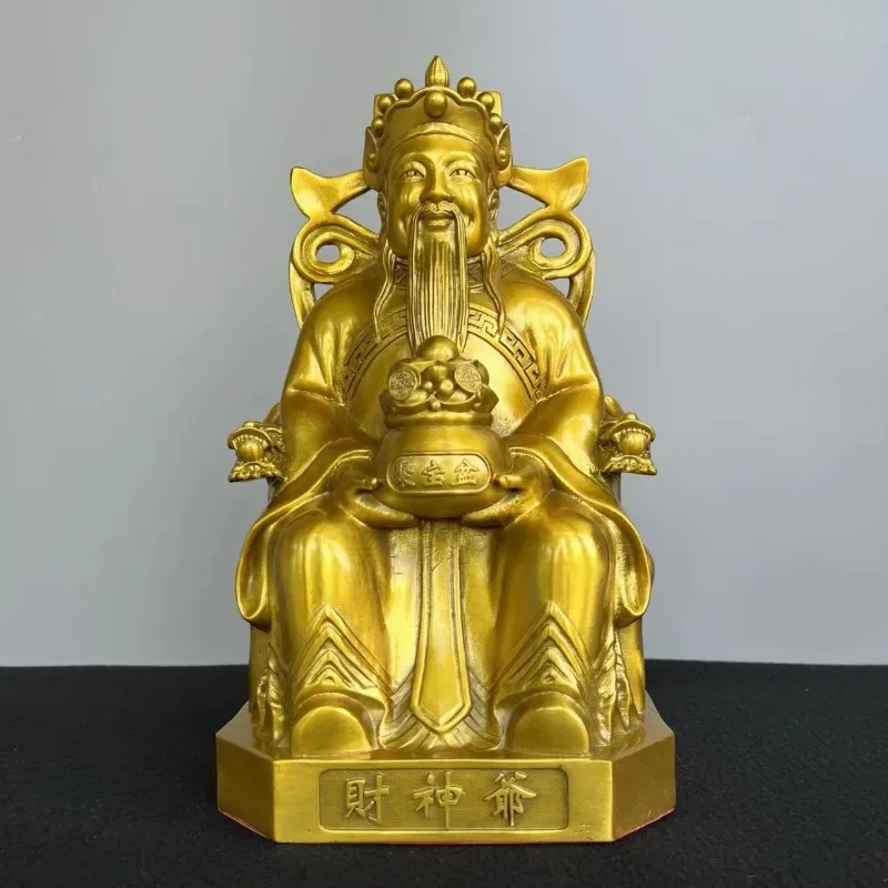 Sculpture du Dieu de la Richesse Caishen en Or, Statue de Divinité Chinoise de la Fortune, Décoration Feng Shui Porte-Bonheur pour Comptoir de Magasin