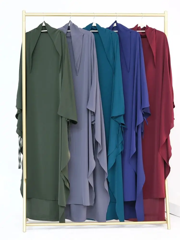 Ramadan Eid Khimar Abaya Dubai Turkey Islam Muslim Maxi Hijab Dress Nida Prayer Clothes For Women Kebaya Robe Femme Musulmane