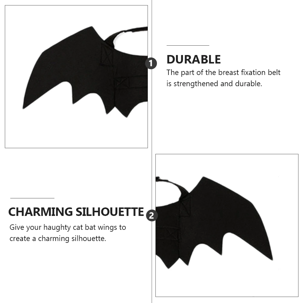 

Bat Wings Halloween Pet Costume Black Felt Lightweight Cat Dog Wings Adjustable Tape Fastener Pet Halloween Accessories