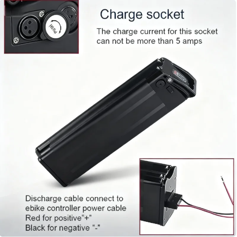 48V18650 Battery Pack 36V 20Ah 15Ah 4Pin Silverfish Style for 1000W 500W Electric Bike  Lithium Ion Rechargeable  with Charger
