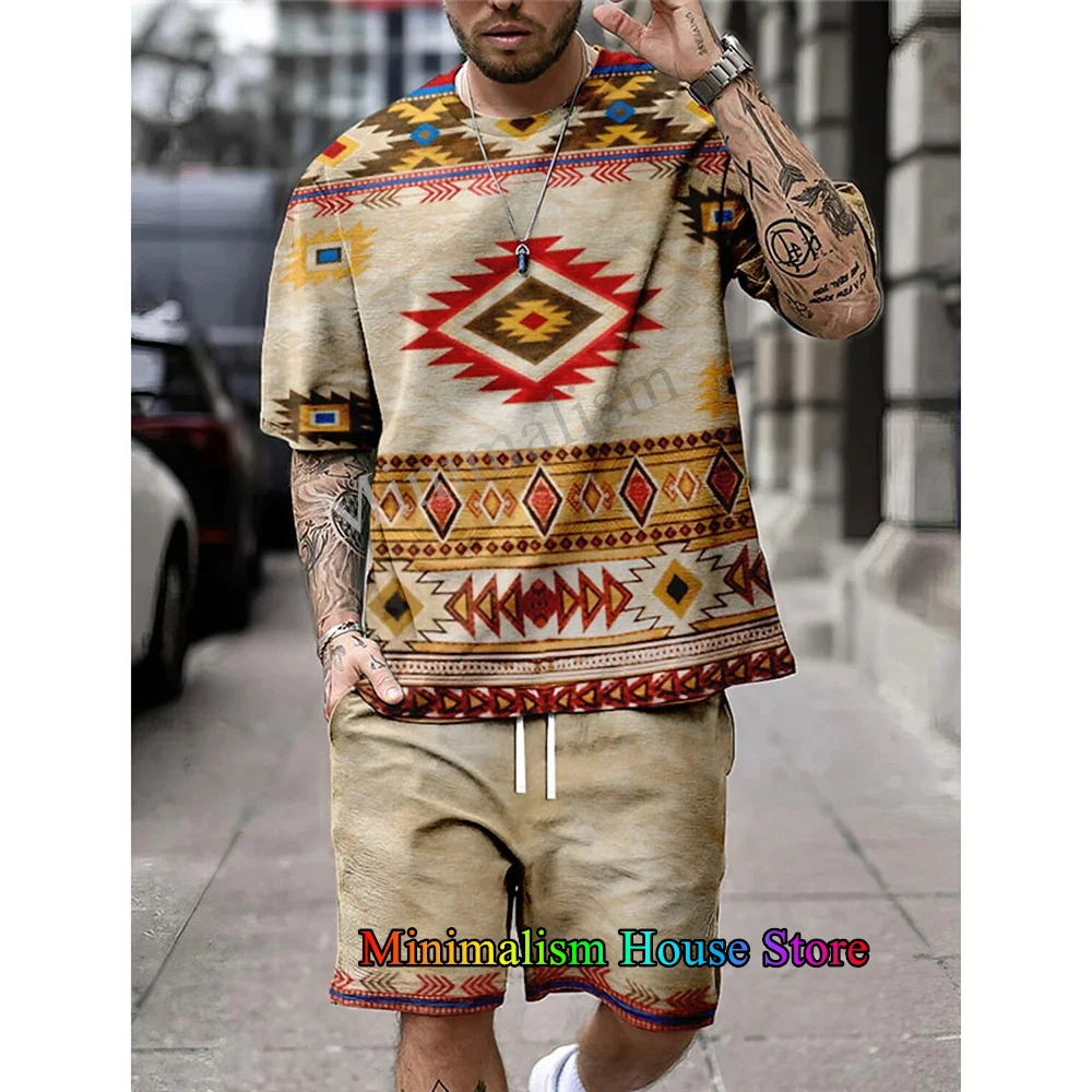 Conjunto de verão masculino moda 2 peças conjunto 3d impressão camiseta shorts calças terno casual agasalho roupas de grandes dimensões conjuntos esportivos vintage