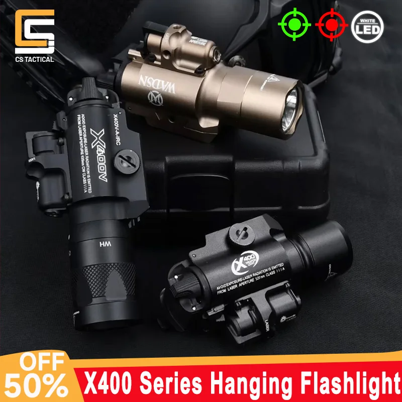 

WADSN X400 Series Hanging Laser Flashlight LED Strobe For Tactical Airsoft Scout Weapon Pistol Gun Hunting Light X400V X400U