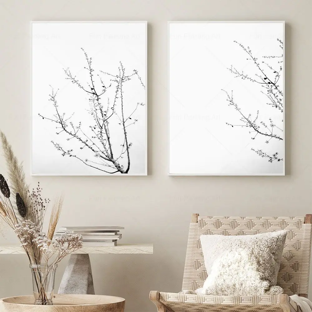 

Japanese Blossom Tree Branch Abstract Poster Nordic Minimalism Wall Art Picture Winter Photography Canvas Painting Nursery Decor