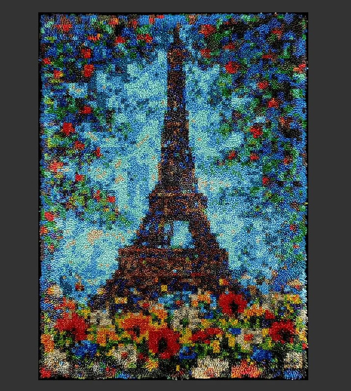 

Latch hook rug kits with Pre-Printed Pattern Cross stitch embroidery kit Footprint Carpet with your needlework Towels 55-75CM