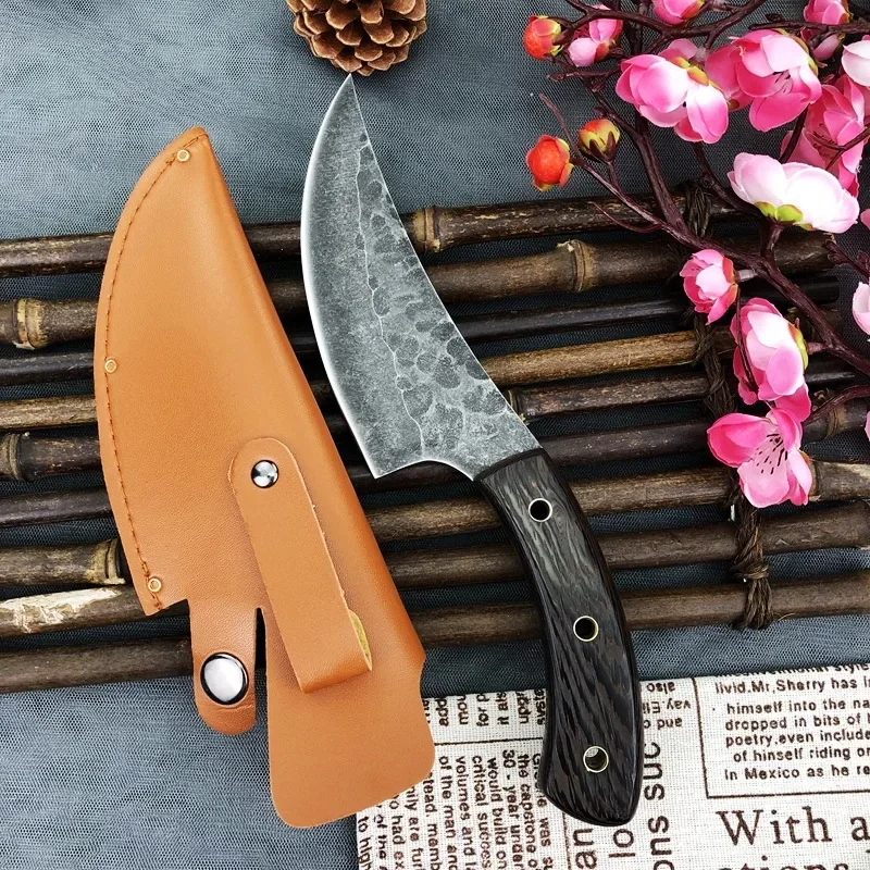 5 inch Sharp Handmade Stainless Steel Kitchen Boning Knife Meat Cleaver Fishing Knife Outdoor Cooking Cutter Butcher Knife