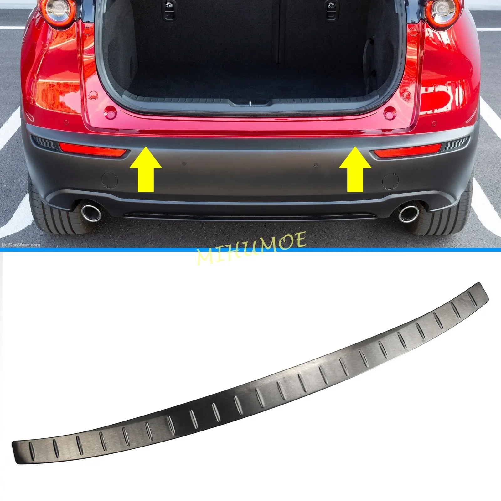 

Black Stainless Steel Rear Bumper Protector Trunk Sill Plate Guard For Mazda CX30 CX-30 DM 2020 2021 2022 2023 2024