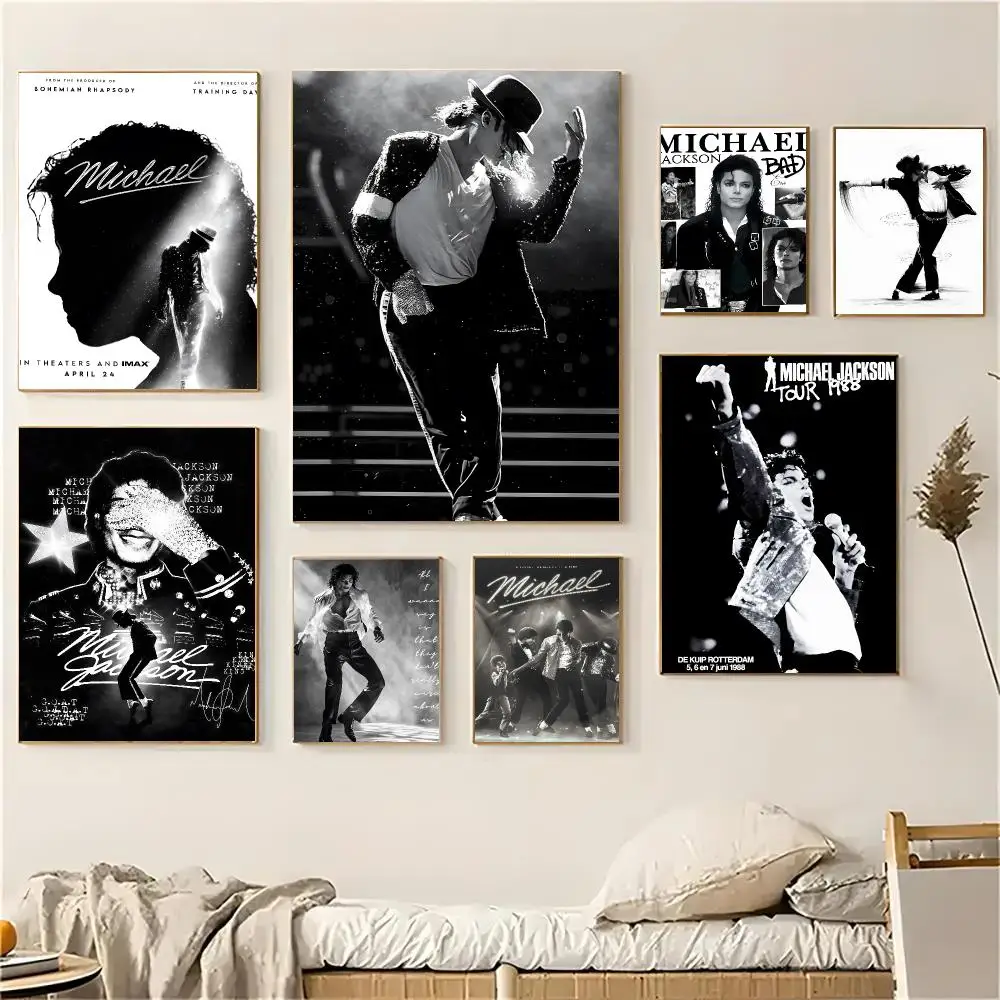 Michael Jackson Musician Classic Pop Poster Self-adhesive Living Room Bedroom Party Bar Decor Moisture-proof Fade-resistant HD