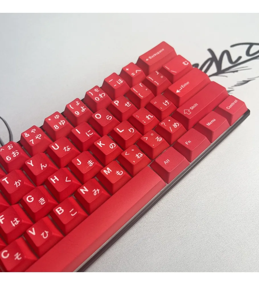 Red gradual change double spell theme keycap is engraved original height high fog penetration PC + PBT adaptation 60 65 68