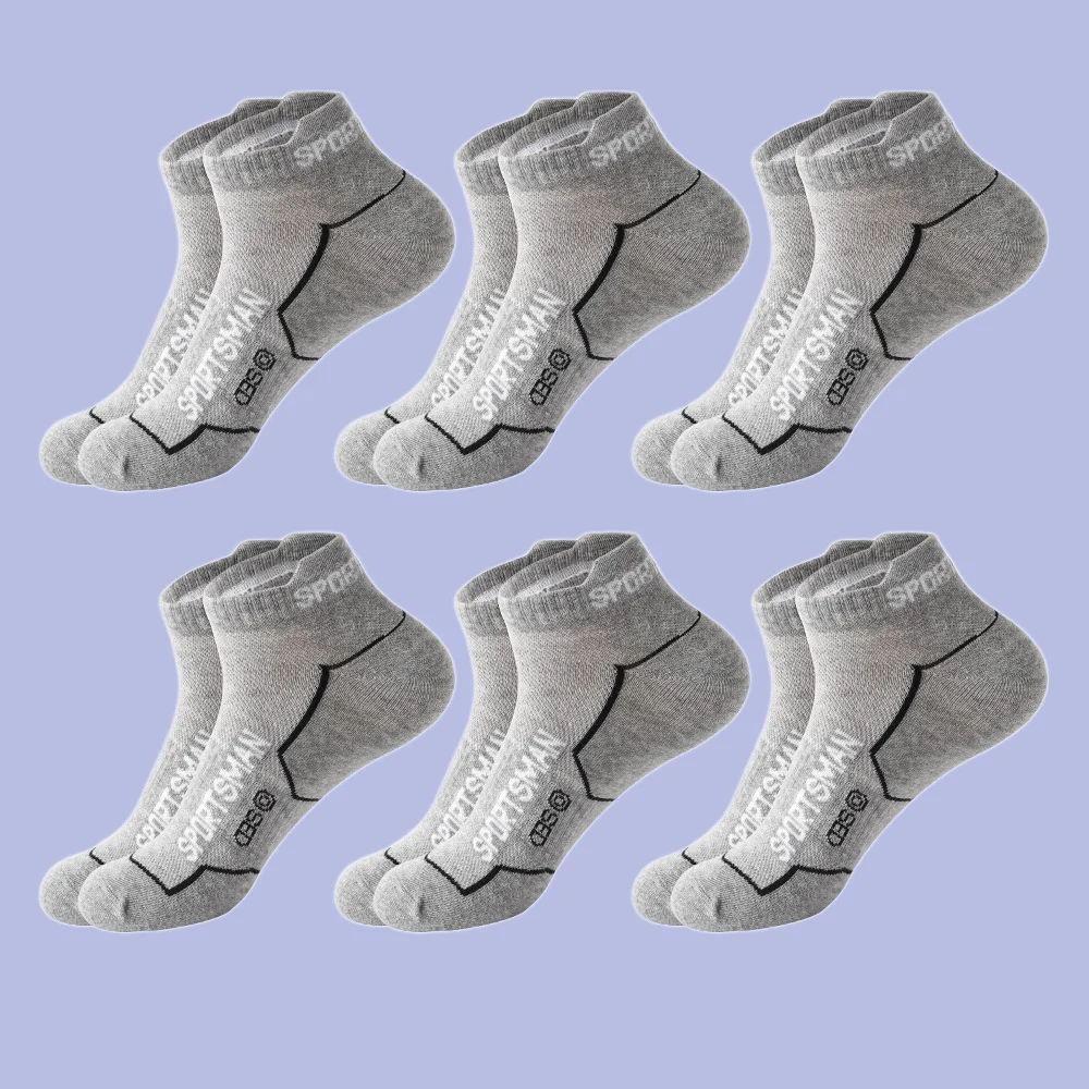 Calcetines de algodón informales para hombre, medias bajas, absorbentes del sudor y desodorantes, para correr, 6 pares, 2024