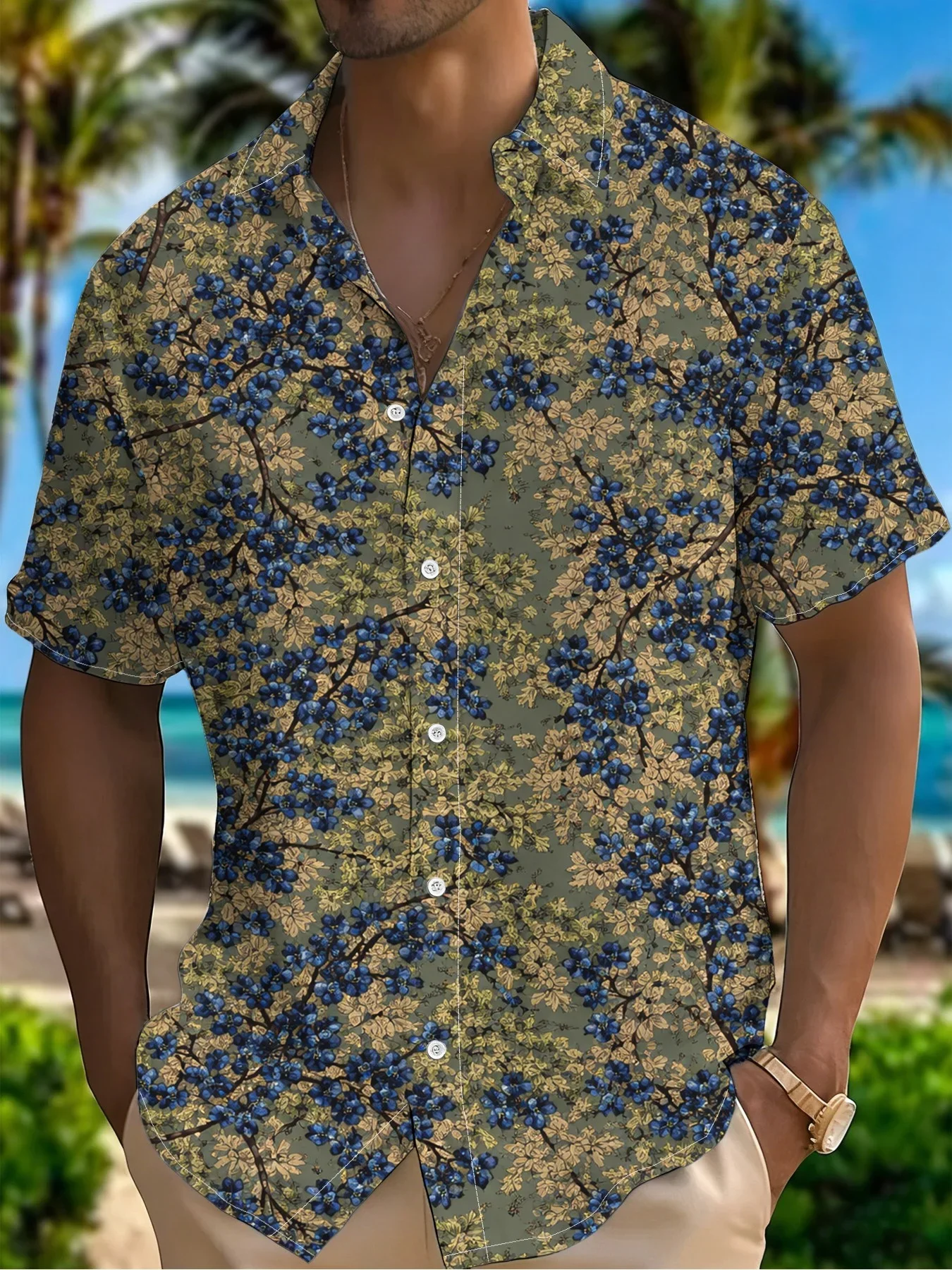 

Summer High Street Streetwear Print Men's Hawaiian Shirt Man Short Sleeve Loose Casual Fashion Beach Party Wear