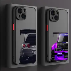 Japanische Drift-Autotelefonhülle für iPhone 16 15 13 14 11 12 Pro Max 12 Mini 7 8 XR XS 16 Plus 15Pro MAX Matte Soft Cover Shell