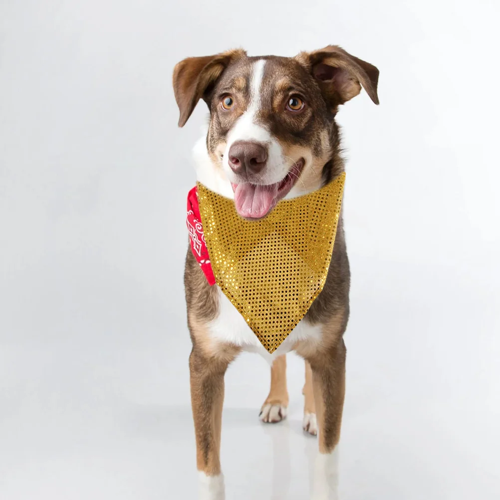 

2Pcs Sequin Triangle Scarf Dog Neck Scarf Comfortable Durable Pet Bandana for Festivals Photo Shoots Daily Use