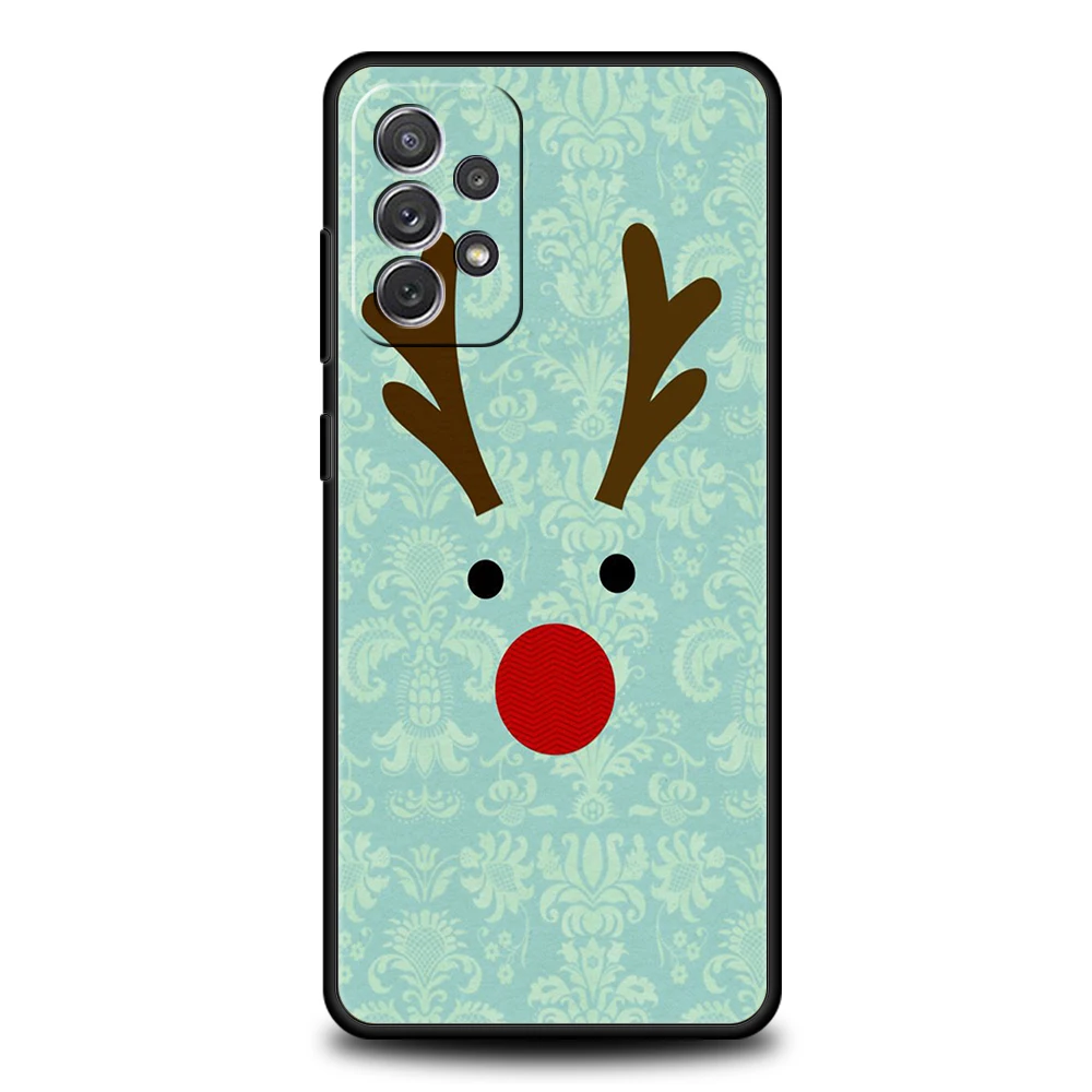 Christmas New Year Gifts Elk Snow Silicone Case For Samsung Galaxy A32 A52 A13 A22 A72 A51 A71 A41 A11 A31 A21S 5G Phone Cover