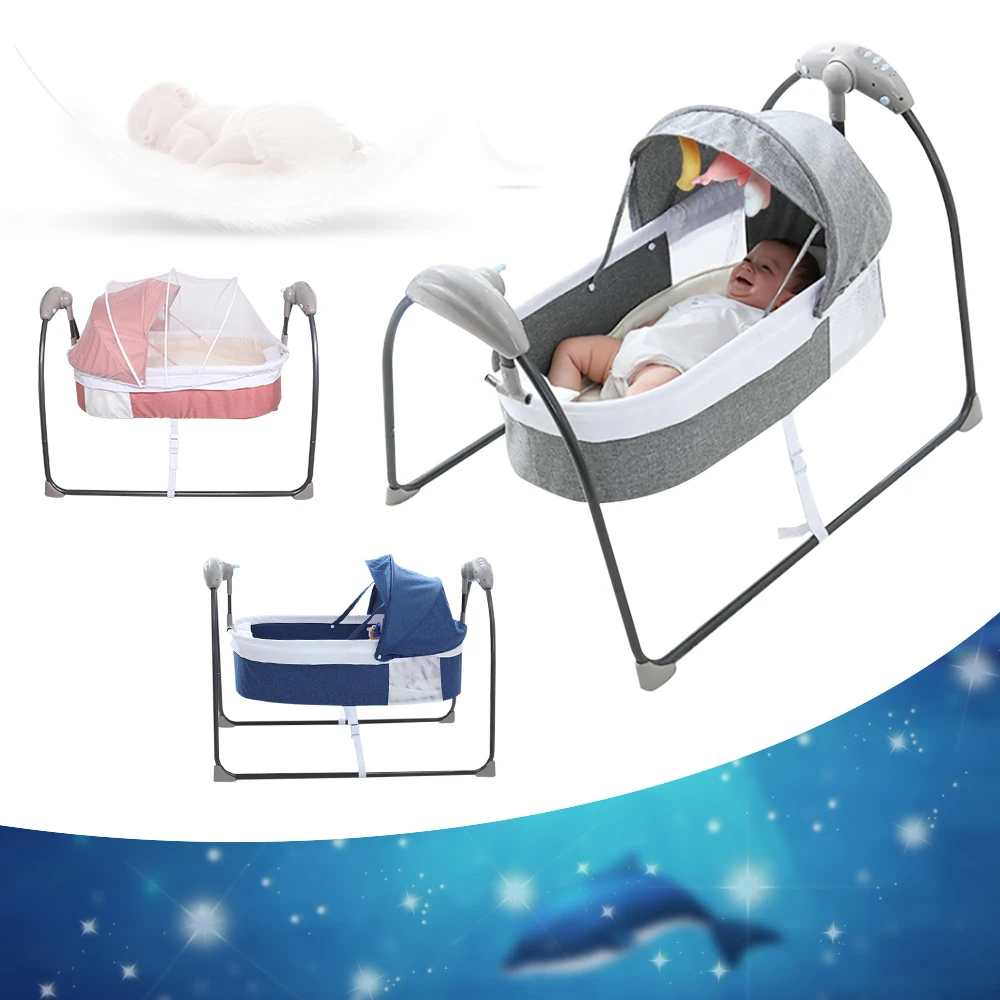 Baby Cot 3-Speed Auto Swing Electric Baby Swing Baby Bouncer Baby Lounger Cradle up to 9KG with Smart Bluetooth