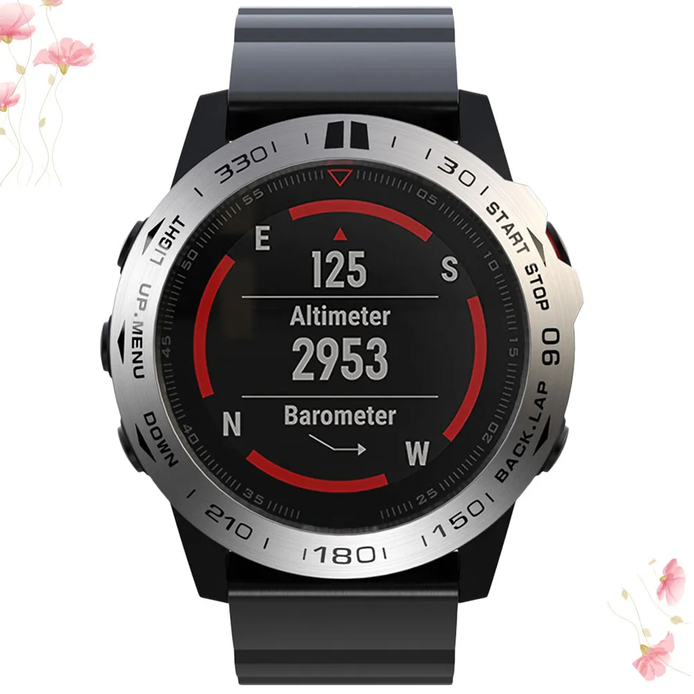 

Premium Metal Bezel Watch Shell Protective Case for 5X Silver Ring Black Letter Fashionable Dust Scratch Damage