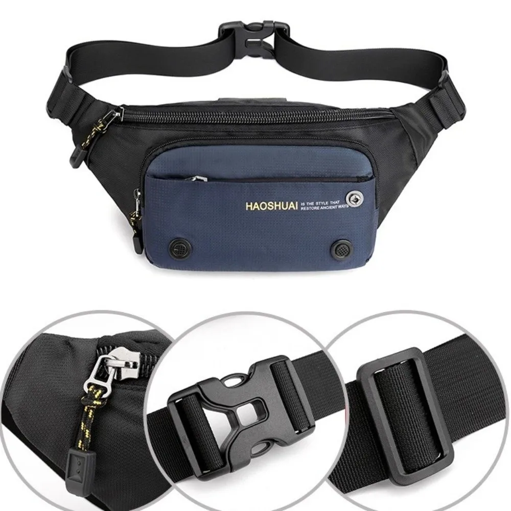 

Casual Nylon Men Waist Bag Multi-pocket Large Capacity Sports Fanny Pack Adjustable Strap Multi-functional Chest Bag Climb