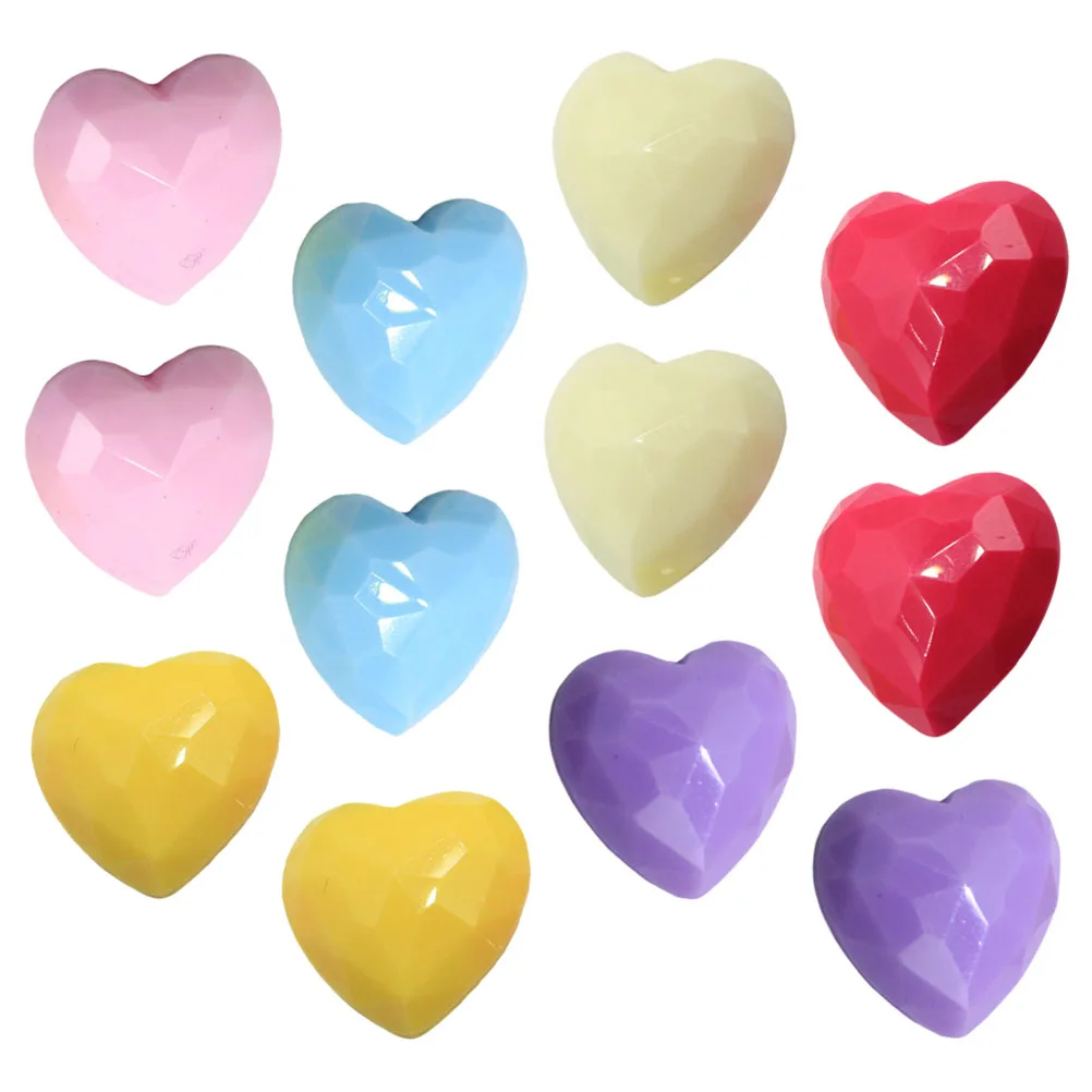 

50pcs Colorful Heart Resin Craft Accessories Diy Pendant Keychain Decor Flat Base Handmade Jewelry Prop Eco-Friendly Durable