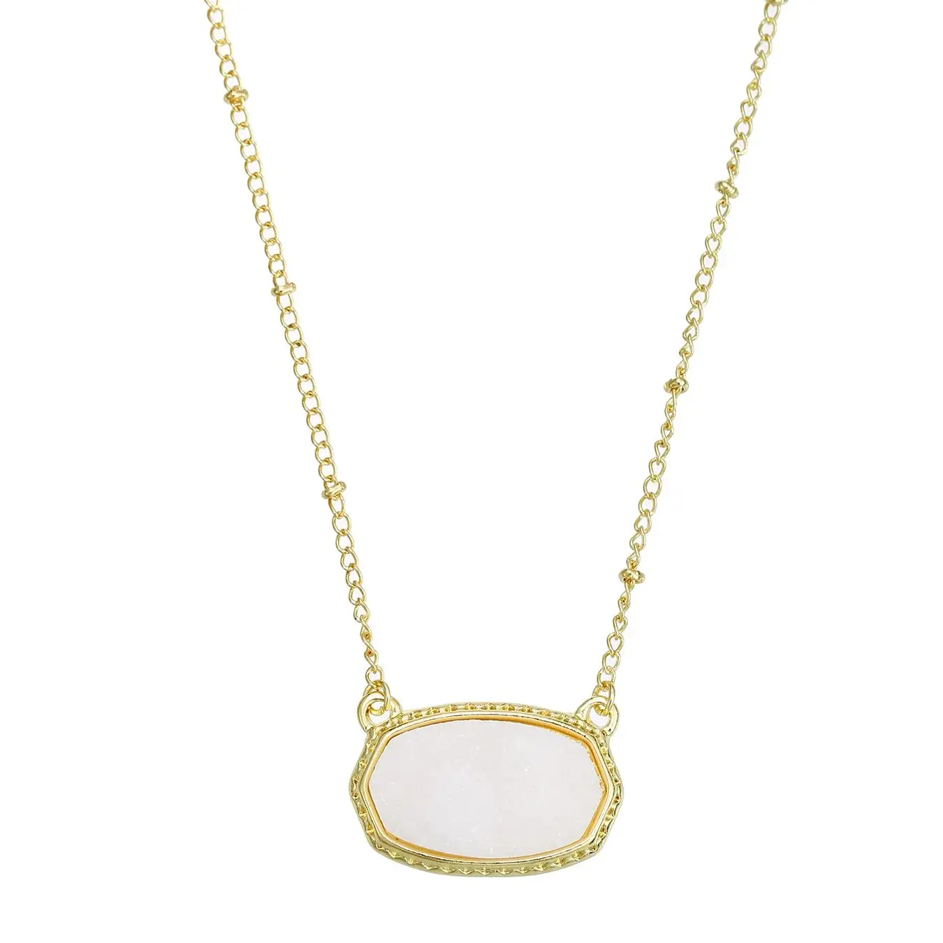 Simple Temperament Golden Resin Imitation Crystal Cluster Oval Necklace Collarbone Chain