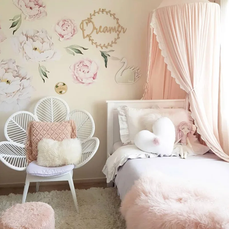 Ins ใหม่สแกนดิเนเวียนฤดูร้อนชีฟองลูกไม้มุ้งกันยุงเด็กโดมเด็กเต็นท์มุ้งกันยุงสามสีตัวเลือก