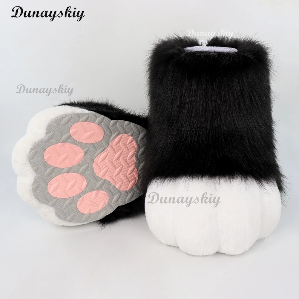Fursuit Furry รองเท้า Paw คอสเพลย์สไตล์ญี่ปุ่นสัตว์รองเท้านิทรรศการศิลปะรอง Furry รองเท้าคอสเพลย์กลางแจ้งฮาโลวีน