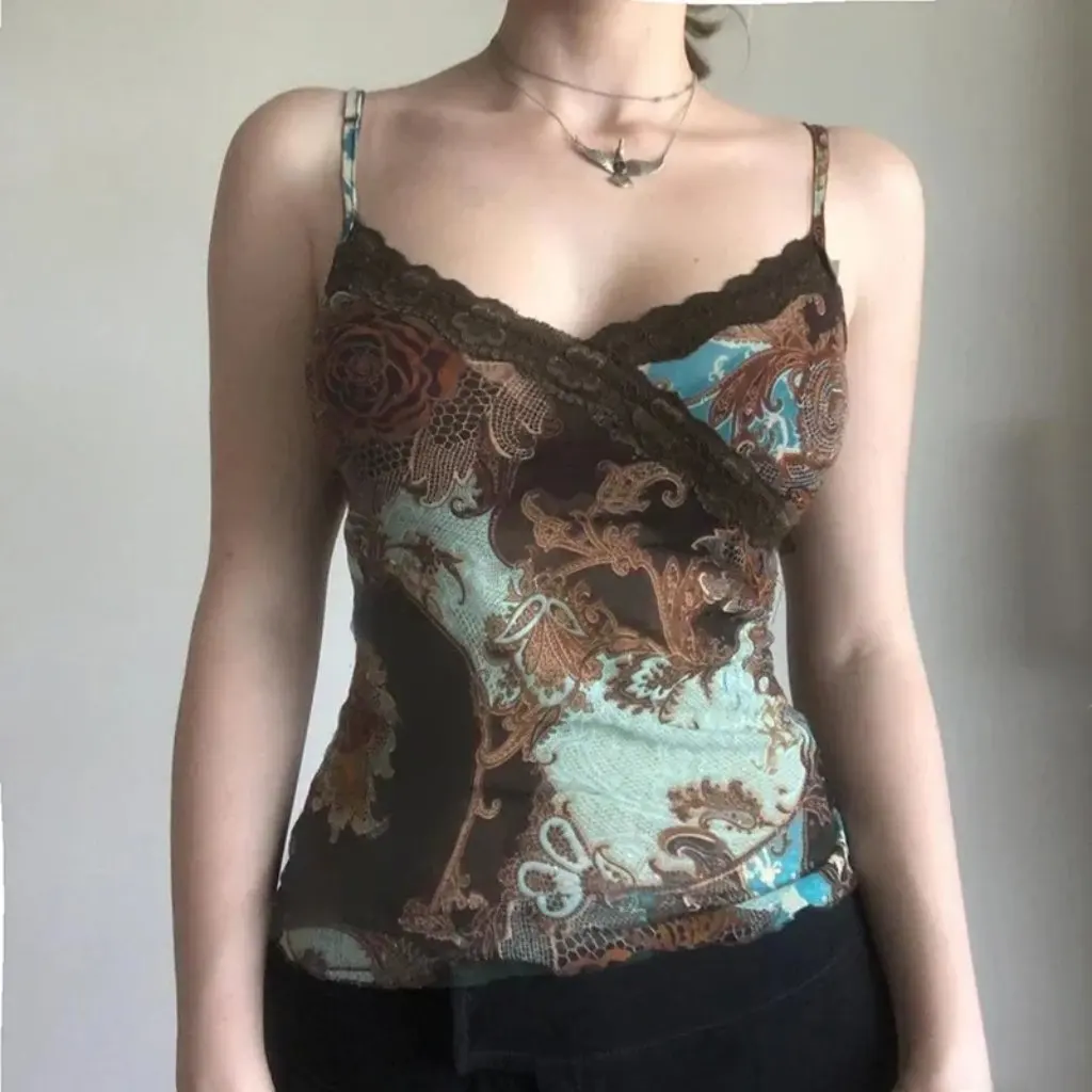 

Vintage Court Style Lace Stitching Strap Temperament Slimming Backless Base Inner Vest for Women