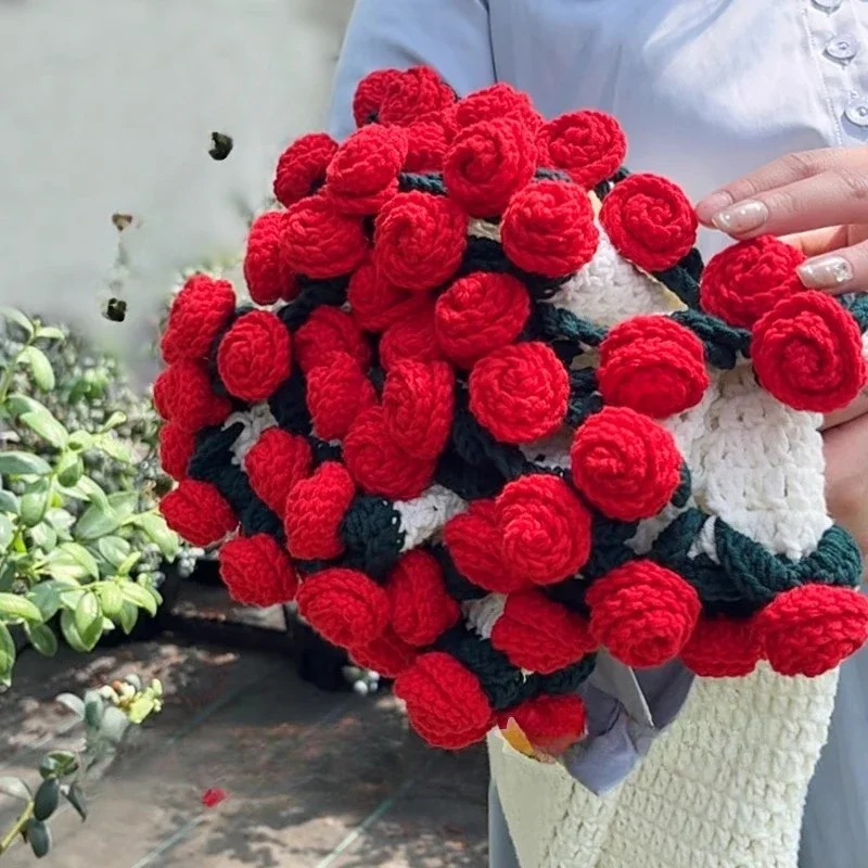 

Пряжа крючок плетение колокольчик роза одеяло для букета подарок творческий DIY вязальный материал комплект букет одеяло