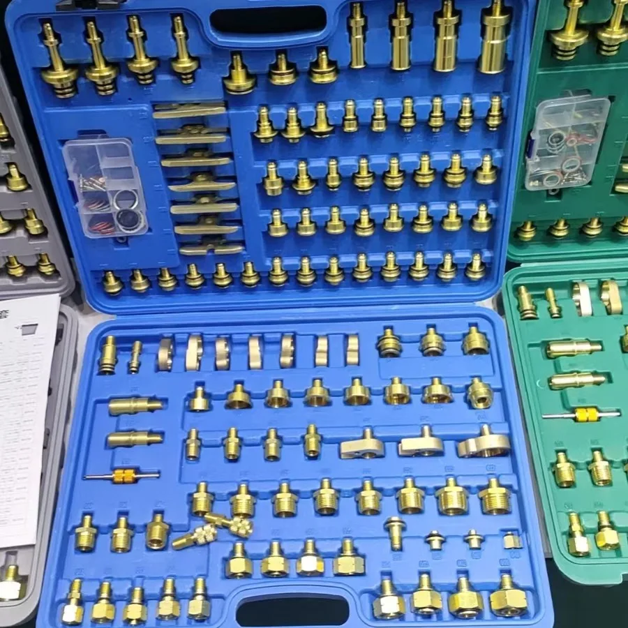 Air Conditioning Leak Test Adapter Leak Detection Repair Brass Kit for A/C System Leak Picking Tools Auto Tool A/C Leak Test Kit