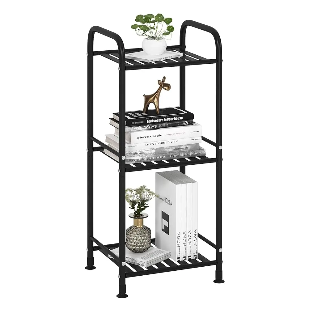 

3 Tier Narrow Bathroom Shelving Unit, Kitchen Storage Ra Organizer Metal Corner Shelf For Living Room Laundry Pantry (Matte