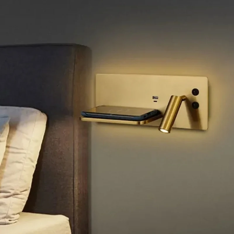 多機能壁ランプ-led-電話ワイヤレス充電器棚夜の照明テーブルベッド読書寝室ホテルのベッドサイド-usb-燭台