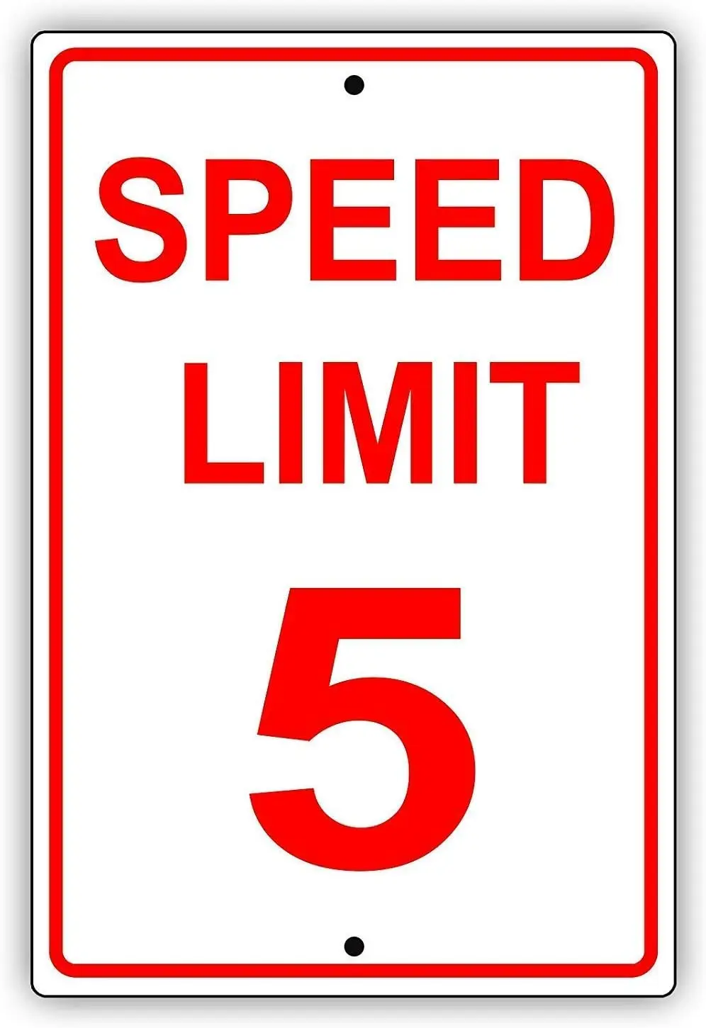 1p,New Tin Sign Speed Limit 5 MPH Miles per Hour Red Letters Zone Slow Down Speeding Restriction for Outside & Inside