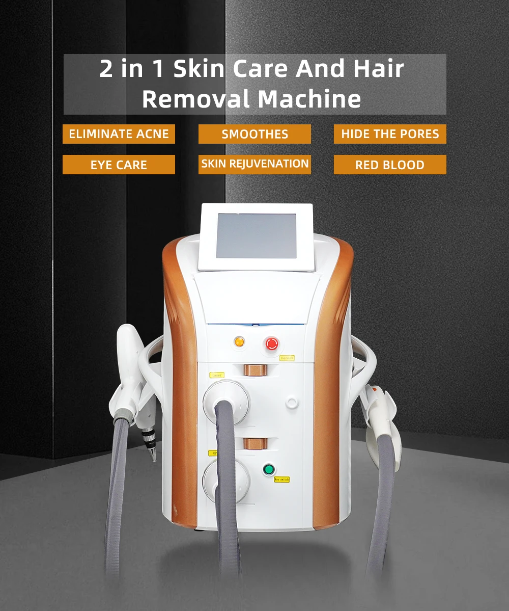 Professional 2 in 1 OPT Elight Laser Painless Hair Removal Machine IPL Tattoo Removal Skin Rejuvenation Epilator Fast Depilation