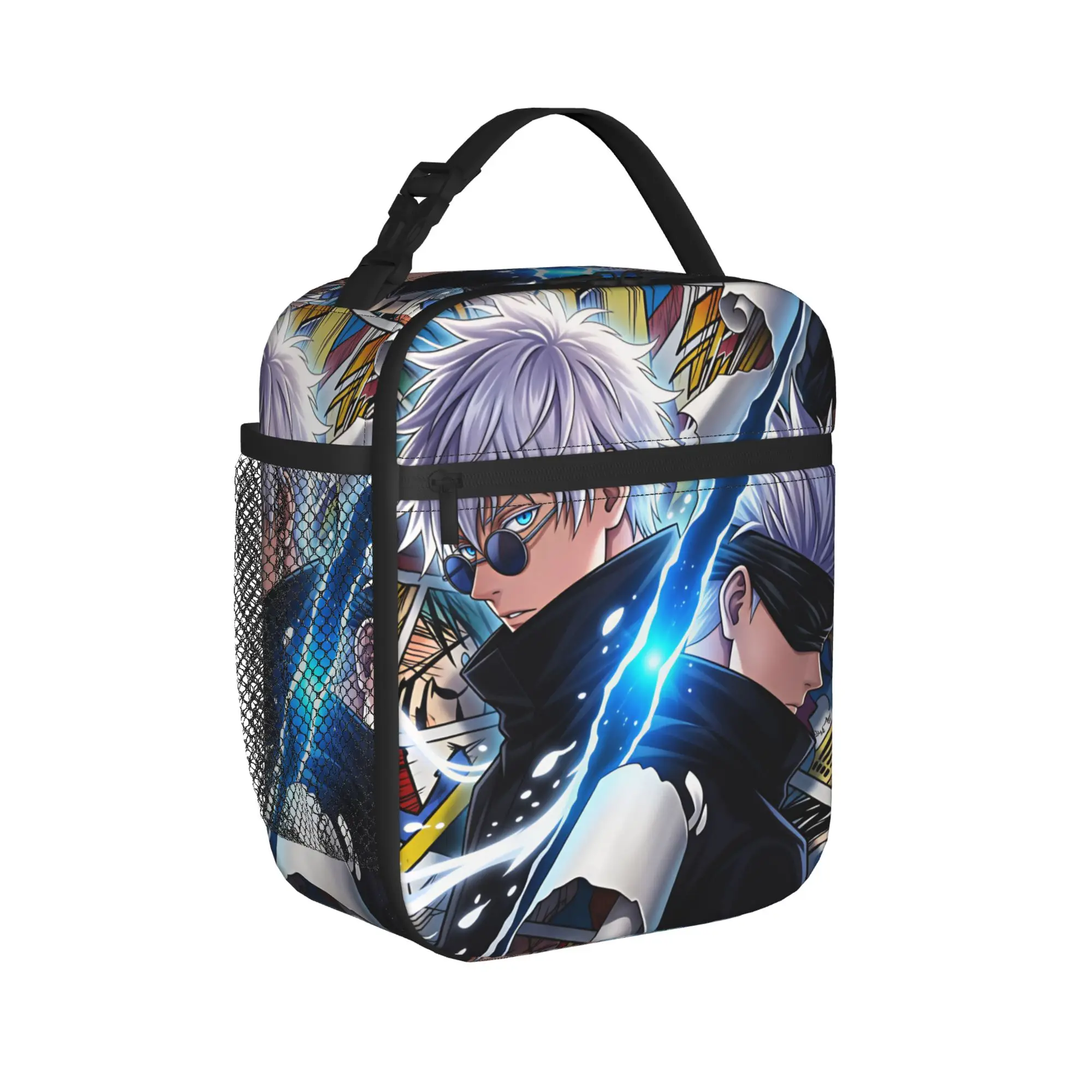Satoru Gojo Comic Animation Lunch Bag For Women  Print Lunch Box Cute Travel Cooler Bag Portable Oxford Thermal Tote Handbags
