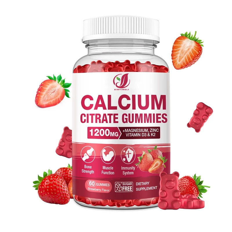 

Жевательные конфеты с цитратом кальция 1200 мг, содержащие витамины D3, K2, магний, цинк, калий, для поддержки мышц и иммунитета.