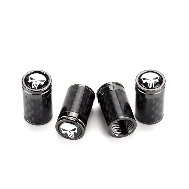 Nuovo vero tappo per pneumatici con teschio in fibra di carbonio Tappo per valvola in fibra di carbonio, tappo per porta contrassegnato neutro universale