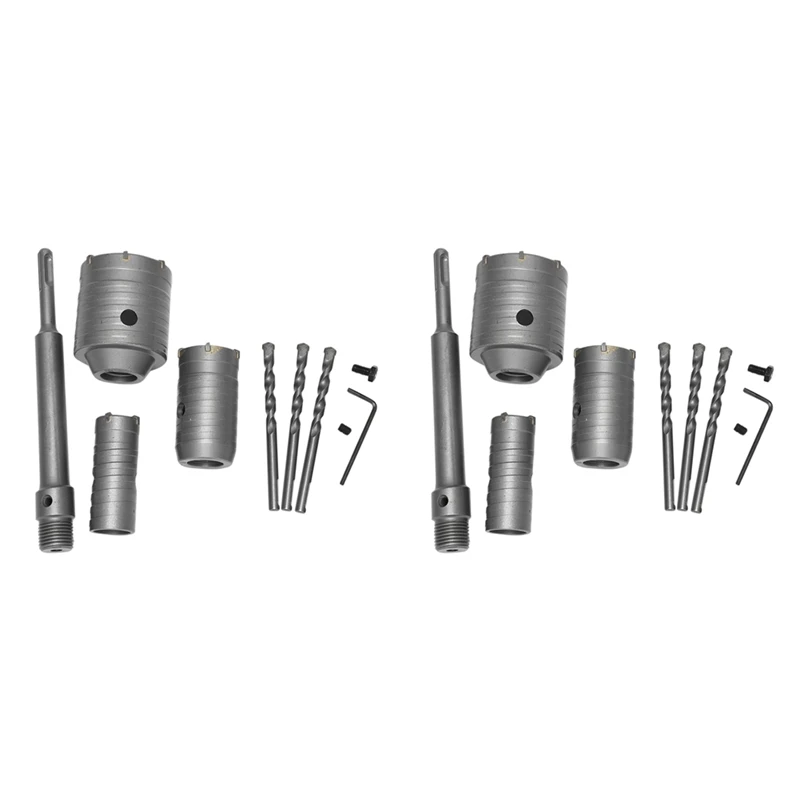 

2X Concrete Hole Saw Kits SDS Plus Shank Wall Hole Cutter Cement Drill Bit Sets(30, 40, 60Mm), With 220Mm Connecting Rod