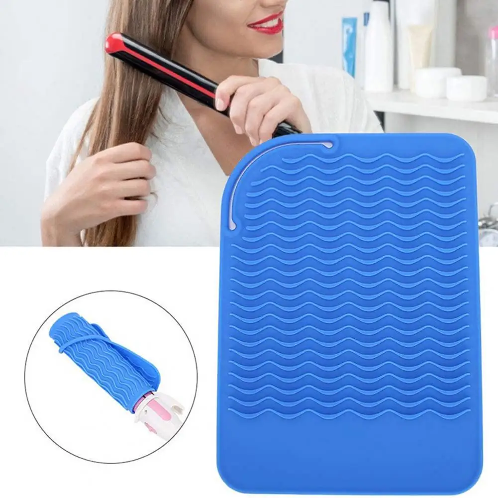 Wave Pattern Solid Color Rectangle Hollow Wrap Anti-heat Mat Curling Iron Silicone Pad Hair Styling Tool Salon Use