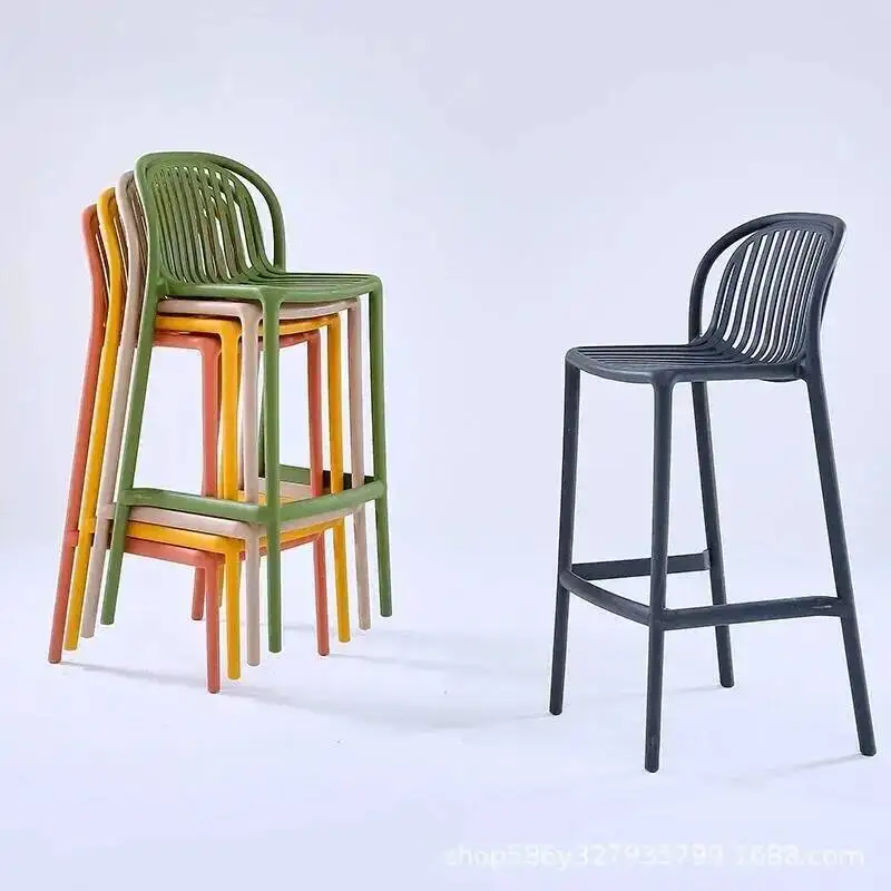 

Plastic High Stool Bar Chairs Nordic Restaurant Modern Reception Bar Chairs Relax Cream Style Bar Furniture Chaises Hautes LLBC