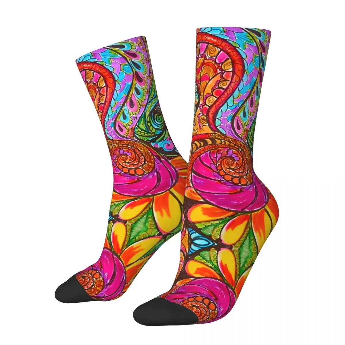 Retro Hearts And Flowers Case Men's compression Socks Unisex Selling Street Style Seamless Printed Novelty Crew Sock