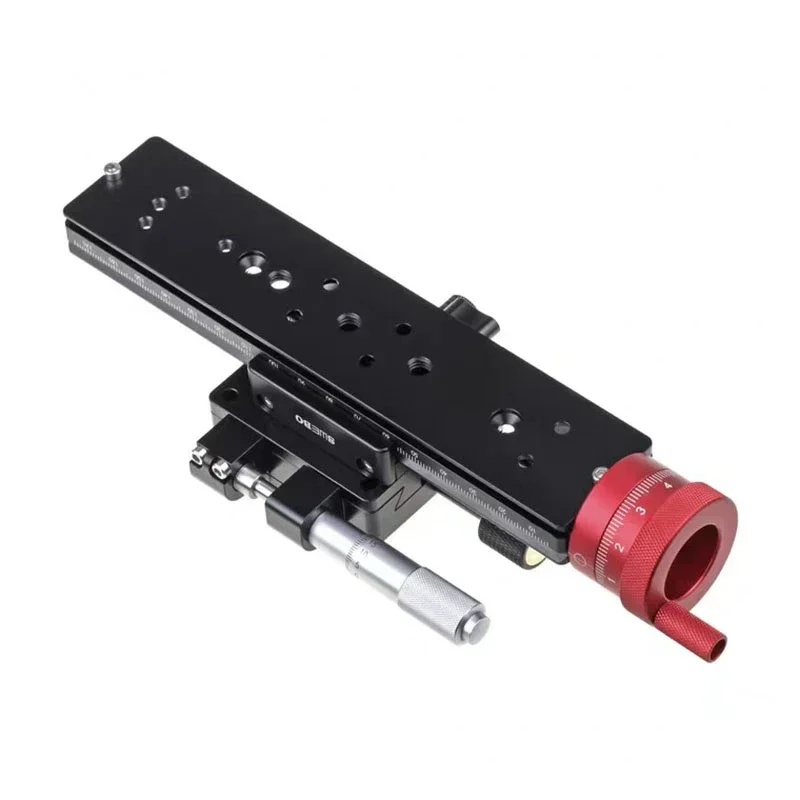 

Excellent Aluminium Alloy Double Precision Stacked Photography Micrometer Head Micro Trimming Guide 180MM Macro Focusing Rail Sl