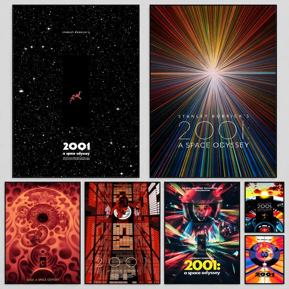 Movie 2001 Space Odyssey Sci Fi Poster Self Adhesive PP Wall Art HD Gaming Room Bedroom Living Room Decor Apartment Gift