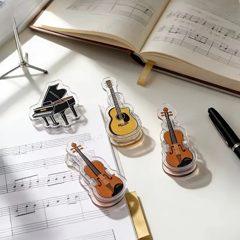 5 Stück Notenklammern Mini-Clips aus Acryl Sicherer Seitenhalter Klavierbuch-Notenklammer Klavier-Spielhilfe